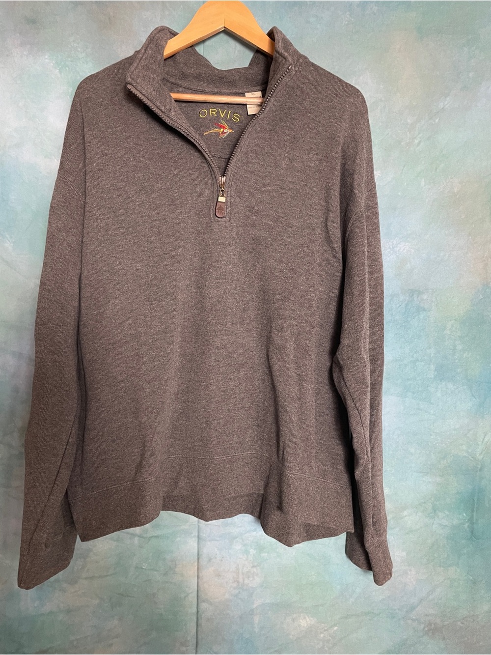 Orvis Men's Charcoal Zip-Up Quarterneck Sweater
